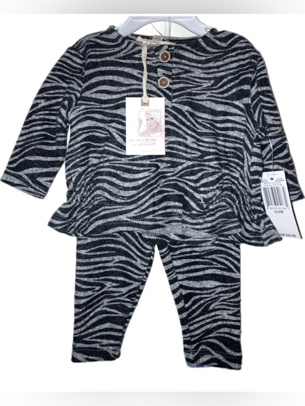 Jessica Simpson Infant Baby Girl 2-Pc Pants Set Zebra Print Outfit 3-6 Month NWT